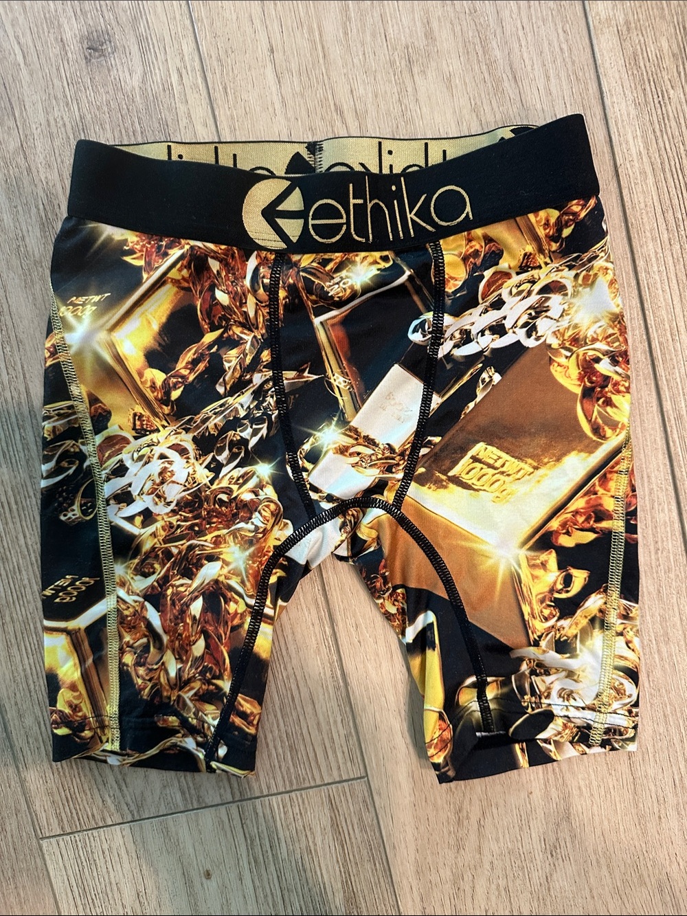 ethika Black and Gold Chain Graphic Boxer Briefs